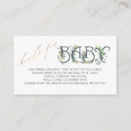 Bücher für Baby Gold Greenery Baby Shower Begleitkarte