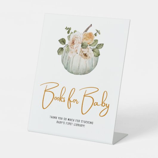 Bücher für Baby Little Pumpkin Fall Babydusche Sockelschild (Vorderseite)