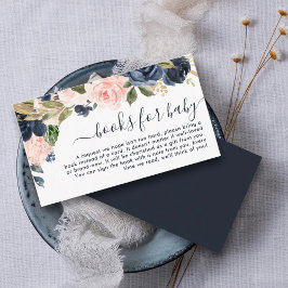 Bücher für Baby Navy Pink Blush Floral Baby Dusche Begleitkarte