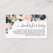 Bücher für Baby Navy Pink Blush Floral Baby Dusche Begleitkarte (Vorderseite)