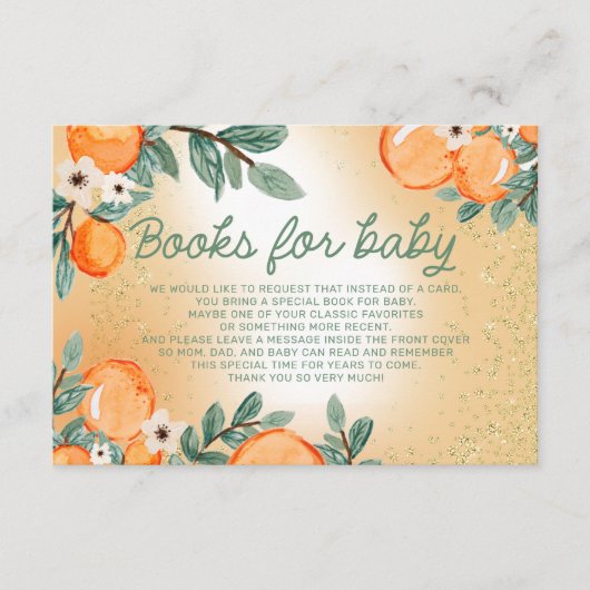 Bücher für Baby Orange Green Blätter Kleine Süsse Begleitkarte (Vorderseite)