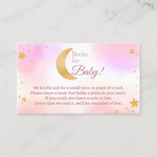 Bücher für Baby Over Moon Girl Babydusche Begleitkarte (Vorderseite)