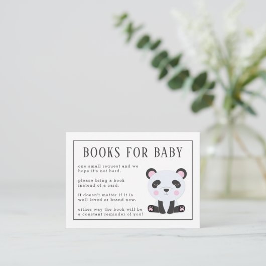 Bücher für Baby Panda Baby Dusche Begleitkarte (Stehend Vorderseite)