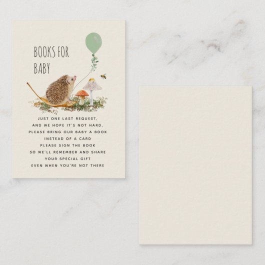 Bücher für Baby Pilze Igel Ballon Begleitkarte (Vorne/Hinten)