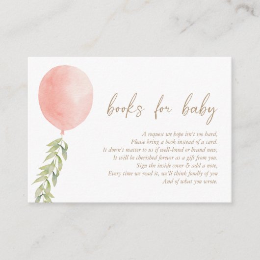 Bücher für Baby Pink Balloon Eucalyptus Foliage Begleitkarte (Vorderseite)