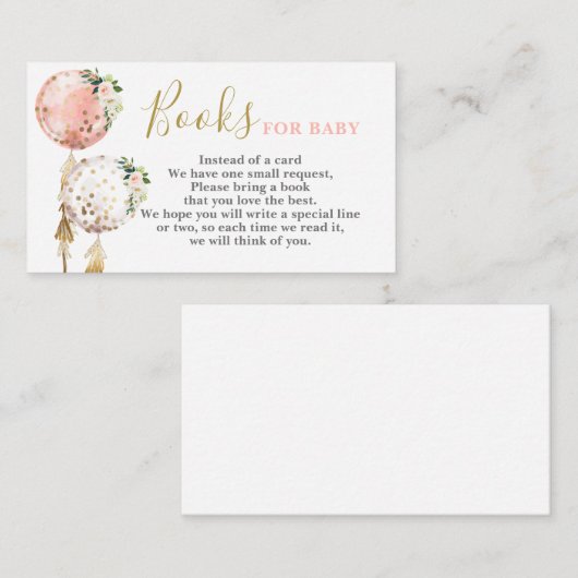 Bücher für Baby Pink Balloons Card Begleitkarte (Vorne/Hinten)