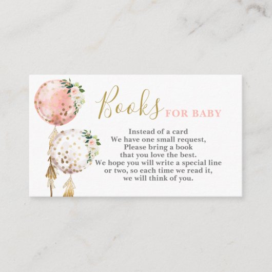 Bücher für Baby Pink Balloons Card Begleitkarte (Vorderseite)