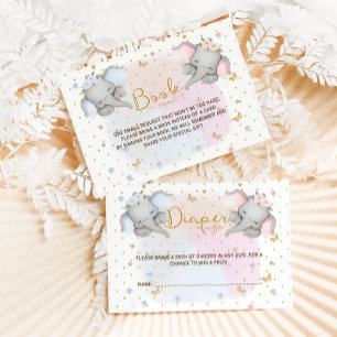 Bücher für Baby Pink Blue Floral Elephant Begleitkarte