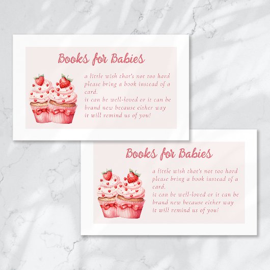 Bücher für Baby Pink Cupcake Twin Baby Dusche Begleitkarte