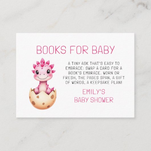 Bücher für Baby Pink Dinosaur Wasserfarbdusche Begleitkarte (Vorderseite)