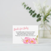 Bücher für Baby Pink Floral Baby Dusche Begleitkarte (Stehend Vorderseite)