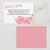 Bücher für Baby Pink Floral Baby Dusche Begleitkarte (Vorne/Hinten)