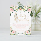 Bücher für Baby Pink Floral Begleitkarte (Stehend Vorderseite)