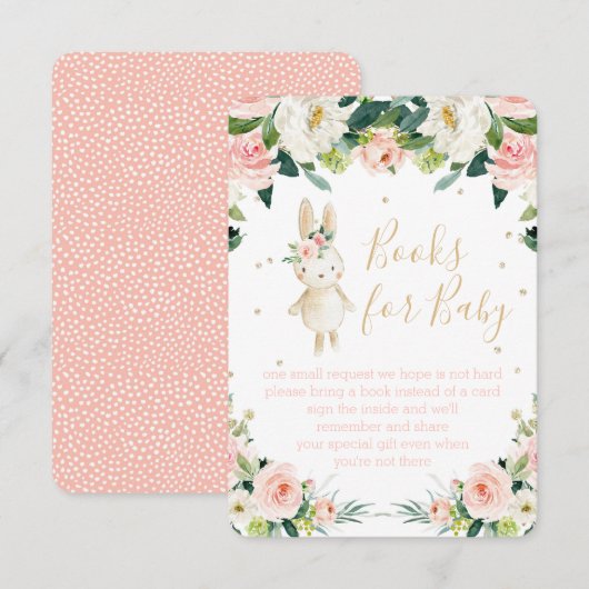 Bücher für Baby Pink Floral Begleitkarte (Vorne/Hinten)