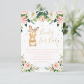 Bücher für Baby Pink Floral einiges Bunny Brown Begleitkarte (Stehend Vorderseite)