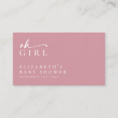Bücher für Baby Pink Minimalistisch Baby Dusche Begleitkarte (Rückseite)