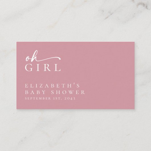 Bücher für Baby Pink Minimalistisch Baby Dusche Begleitkarte (Rückseite)