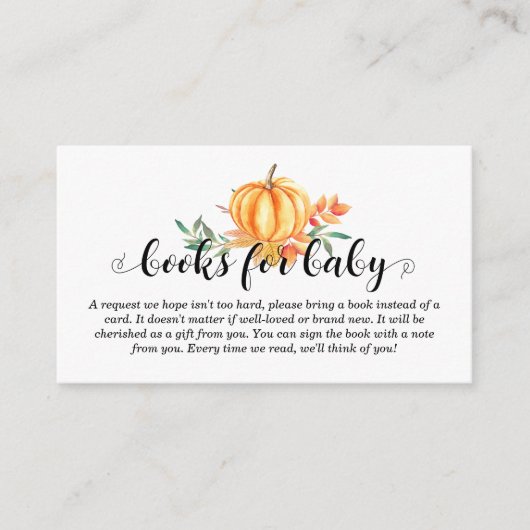 Bücher für Baby Pumpkin Baby Dusche Begleitkarte (Vorderseite)