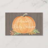 Bücher für Baby Pumpkin Fall Babydusche Visitenkarte (Rückseite)
