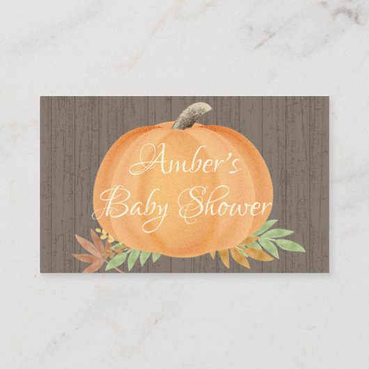 Bücher für Baby Pumpkin Fall Babydusche Visitenkarte (Rückseite)