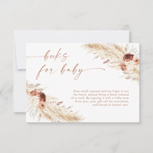 Bücher für Baby Request Card | Boho Pampas Grass Einladung (Vorderseite)