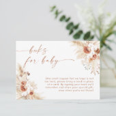 Bücher für Baby Request Card | Boho Pampas Grass Einladung (Stehend Vorderseite)