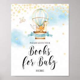 Bücher für Baby-Schild Baby Dusche Heißluftballon Poster