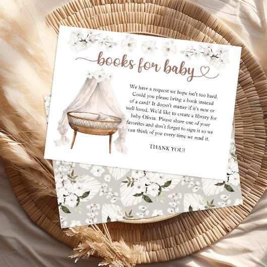Bücher für Baby Shower Card Neutral Boho Floral Begleitkarte