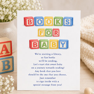Bücher für Baby Shower Einlegekarte Begleitkarte