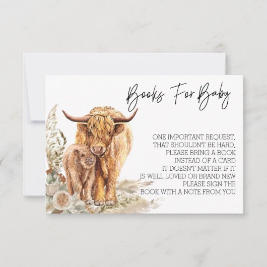 Bücher für Baby Shower Highland Cow Boho Einladung (Vorderseite)