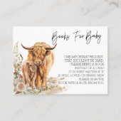 Bücher für Baby Shower Highland Cow Boho Visitenkarte (Vorderseite)