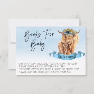 Bücher für Baby Shower Highland Cow Boy Calf Einladung