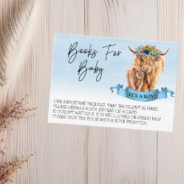 Bücher für Baby Shower Highland Cow Boy Calf Visitenkarte