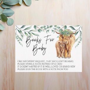 Bücher für Baby Shower Highland Cow Eukalyptus Einladung