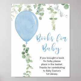 Bücher für Baby signieren blaue Ballons Grünpflanz Poster