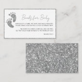 Bücher für Baby Silver Glitzer Babydusche Begleitkarte (Vorne/Hinten)