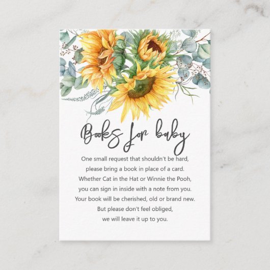 Bücher für Baby-Sonnenblumenerkarte Begleitkarte (Vorderseite)