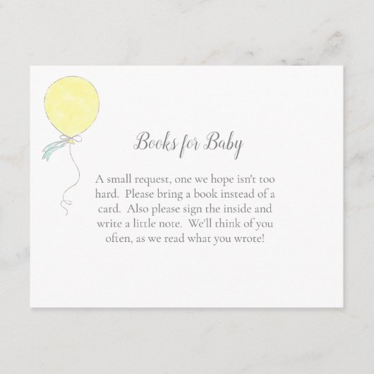 Bücher für Baby Sprinkle Yellow Balloon Begleitkarte (Vorderseite)