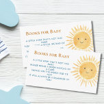 Bücher für Baby Sun Boys Babydusche Begleitkarte<br><div class="desc">Diese Bücher für Baby Boy's Baby Shower Umschließkarten sind mit einer gelben Aquarellsonne und blauen Typografie dekoriert. Der Text ist anpassbar. Weil wir unsere Kunstwerke erstellen,  werden Sie dieses exakte Bild von anderen Designern nicht finden. Original Wasserfarbe © Michele Davies.</div>