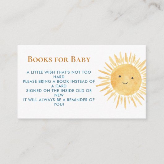 Bücher für Baby Sun Boys Babydusche Begleitkarte (Vorderseite)