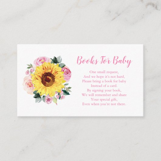 Bücher für Baby Sunflower Pink Blumenspülung Begleitkarte (Vorderseite)