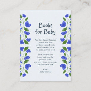 Bücher für Baby Süße Florale Blaue Babyparty Begleitkarte