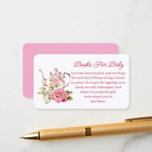 Bücher für Baby, Tea Party Girl Baby Shower Pink Begleitkarte