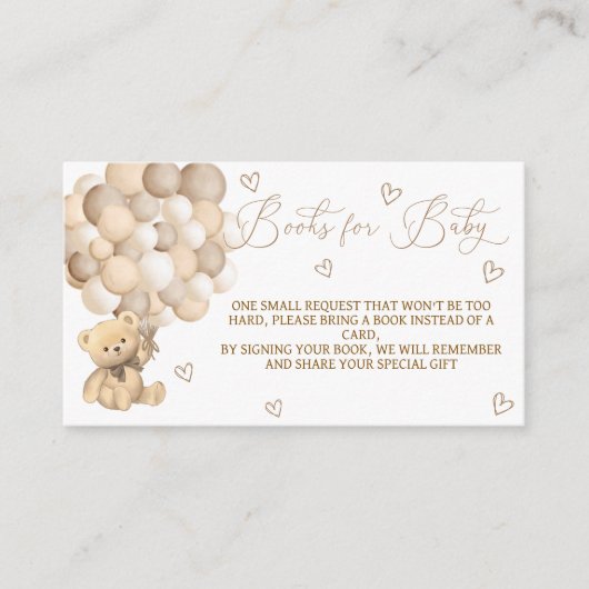 Bücher für Baby-Teddy-Bär Begleitkarte (Vorderseite)