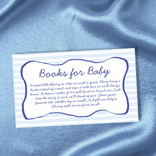 Bücher für Baby Welliger Rahmen Blau Baby Shower Begleitkarte