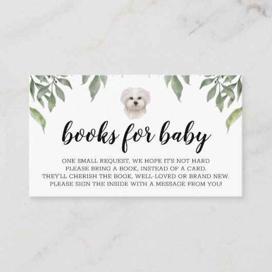 Bücher für Baby White Maltese Dog Boho Greenery Begleitkarte (Vorderseite)