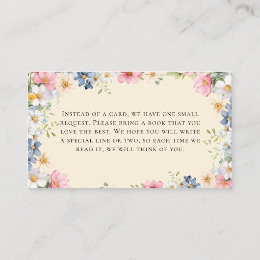 Bücher für Baby! Wildblume Babydusche Begleitkarte (Rückseite)