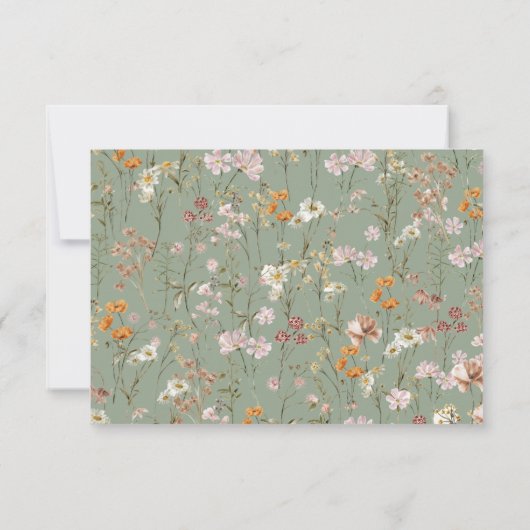 Bücher für Baby Wildblume Sage Green Baby Dusche Einladung (Rückseite)