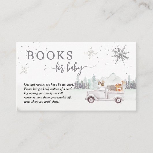 Bücher für Baby Winter Woodland Babydusche Begleitkarte (Vorderseite)