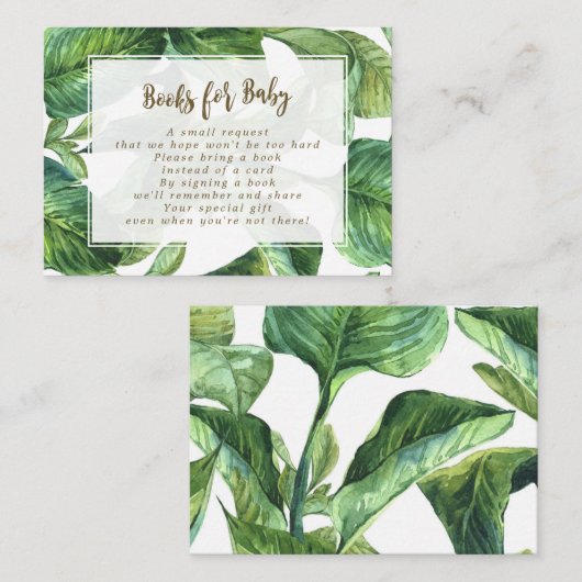 Bücher für Babyantrag kardiert tropisches Blätter Begleitkarte (Vorne/Hinten)